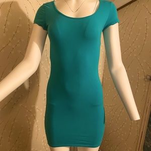 Turquoise tight, skinny dress